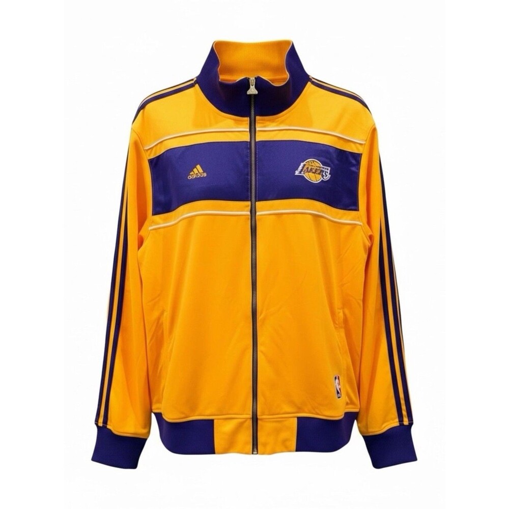 Lakers 2010 Championship Ring Ceremony Adidas Warm Up Track Jacket Gold Purple L